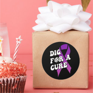 Dig For A Cure, Breast Cancer Awareness Volleyball Classic Round Sticker