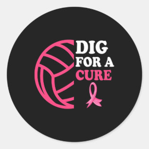 Dig For A Cure Breast Cancer Awareness Volleybyll Classic Round Sticker