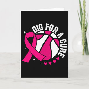 Dig For A Cure Sketll Pink Breast Cancer Awareness Card