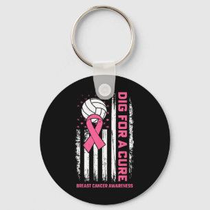 Dig For Cure Pink Ribbon Volleyball Breast Cancer  Key Ring