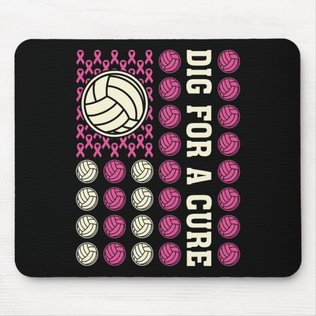 Dig For Cure Ribbon Volleyball Pink Breast Cancer  Mouse Pad (Front)