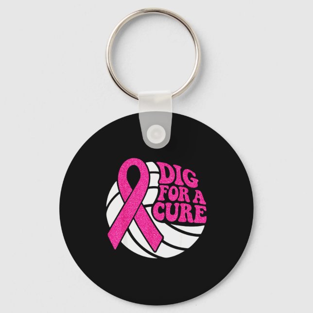 Dig For Nk Ribbon Volleyball Breast Cancer Awarene Key Ring (Front)