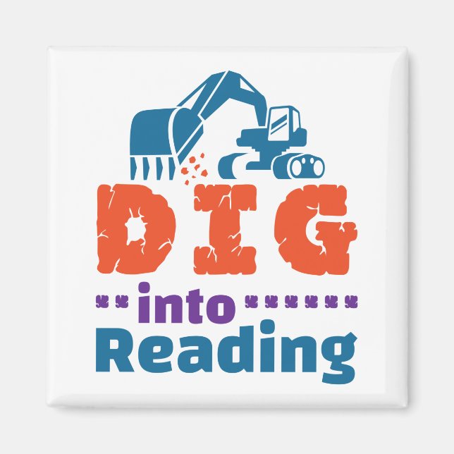 Dig Into Reading Teacher Librarian Library Magnet (Front)