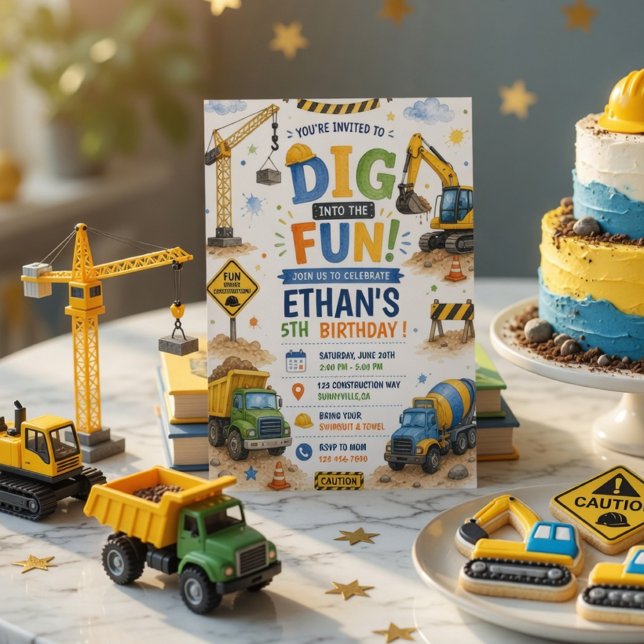 Dig Into The Fun Construction Birthday  Invitation (Creator Uploaded)