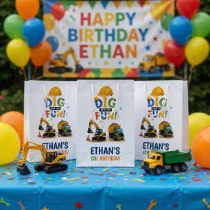 Dig Into The Fun Construction Birthday  Medium Gift Bag