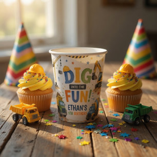 Dig Into The Fun Construction Birthday Party Paper Cups
