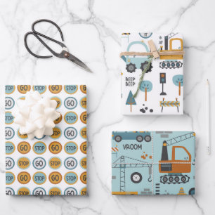 Dig it Pattern Boys Wrapping Paper Sheet