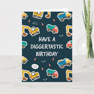 Digger Birthday Card for Boys