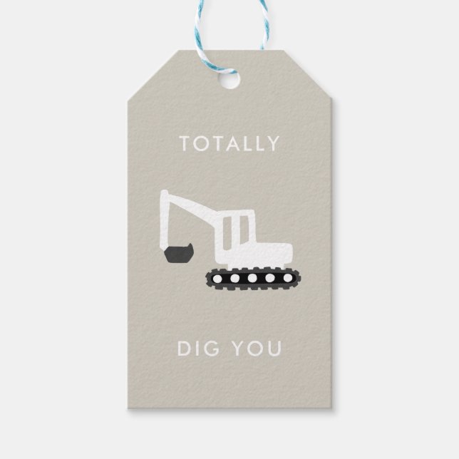 Digger Construction Birthday Party Favor Tags (Front)