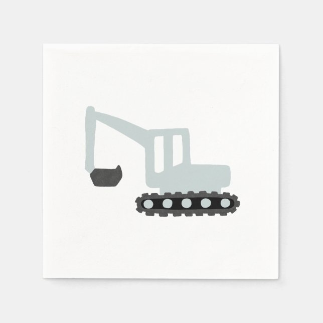 Digger Construction Birthday Party Minimal Napkin (Front)