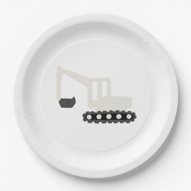 Digger Construction Birthday Party Minimal Plate (Front)
