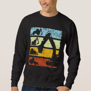 Digger Excavator Driver Construction Site Retro Vi Sweatshirt