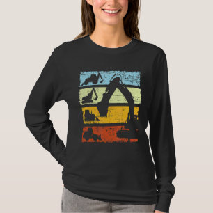 Digger Excavator Driver Construction Site Retro Vi T-Shirt