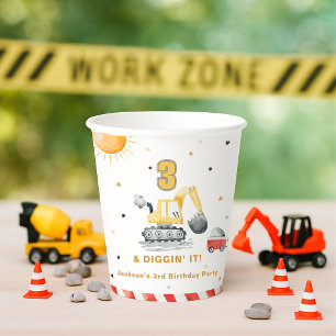 Diggin’ It Yellow Construction Brithday Party Paper Cups