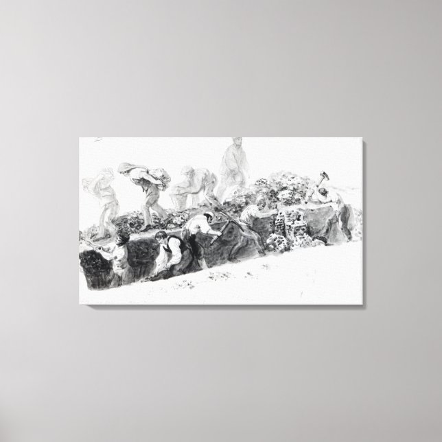 Digging a hole for the foundations canvas print (Front)