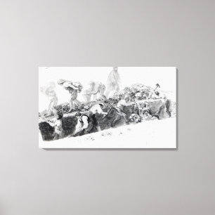 Digging a hole for the foundations canvas print