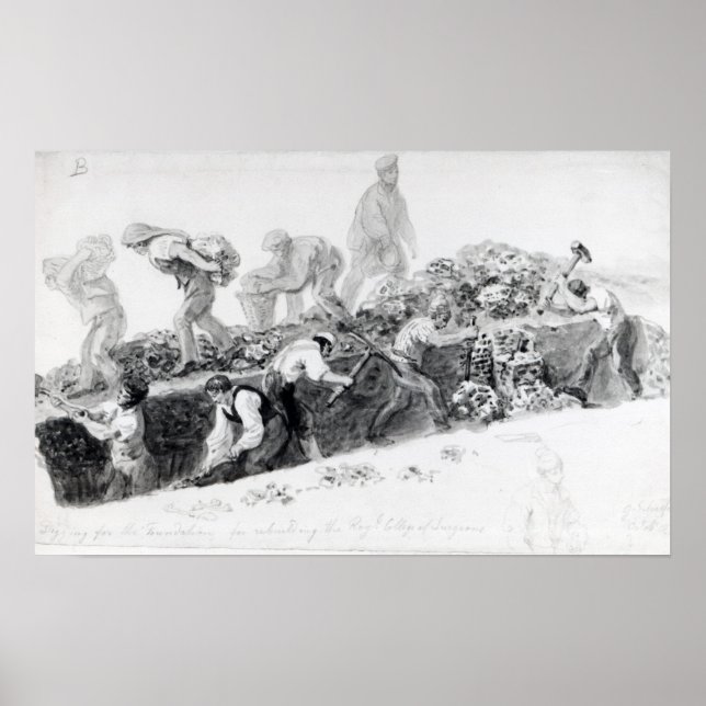 Digging a hole for the foundations poster (Front)