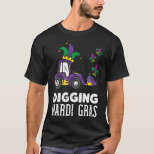 Digging Mardi Gras Bulldozer Truck Cute Boys Kids  T-Shirt