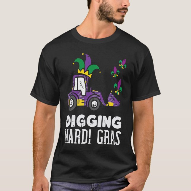 Digging Mardi Gras Bulldozer Truck Cute Boys Kids  T-Shirt (Front)
