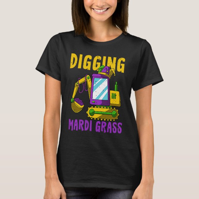 Digging Mardi Gras Cool Jester Excavator Construct T-Shirt (Front)
