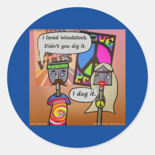 Digging Woodstock Funny Rick London Comic Classic Round Sticker