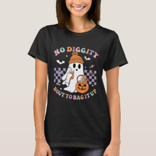Diggity Bout To Bag It Up Cute Ghost Halloween Kid T-Shirt