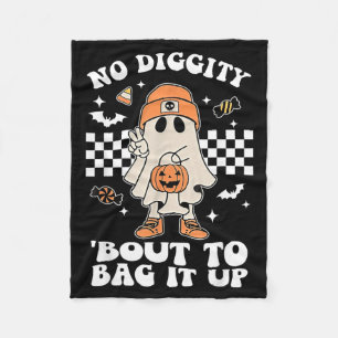 Diggity Bout To Bag Up Halloween Spooky Ghost Fleece Blanket