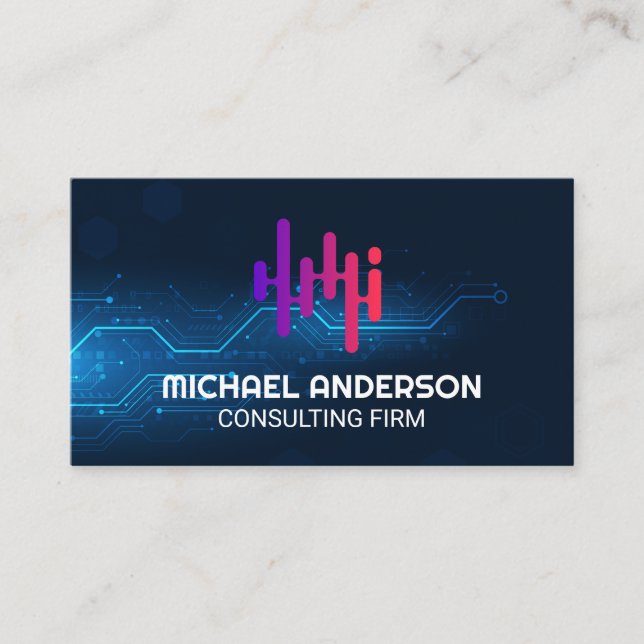 Digi Background Modern Logo Business Card (Front)