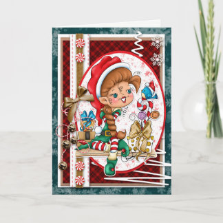 Digi Doodles Damita Christmas Elf Greeting Card