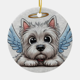 DigiPups West Highland Terrier Dog Beach Scene Ceramic Tree Decoration