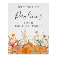 DIGITAL 100th Birthday Pumpkin Wildflower Welcome