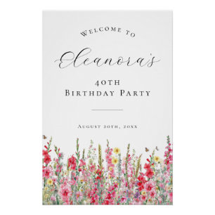 DIGITAL 40th Birthday August Birth Flower Welcome Poster