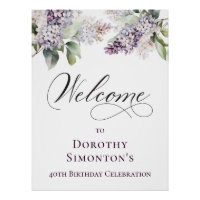 Digital 40th Birthday Purple Lilac Flower
