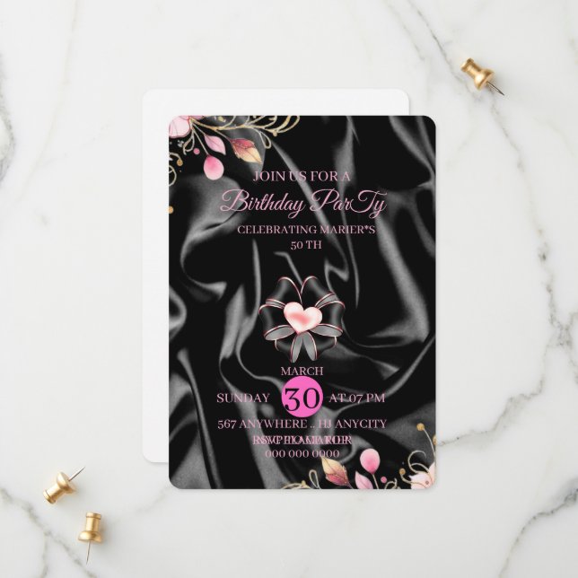 Digital 50th Birthday Party Invitation Template, L (Front/Back In Situ)