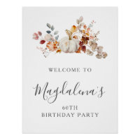 DIGITAL 60th Birthday Pumpkin Flower Welcome