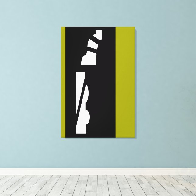 Digital Abstract Black, White & Green Canvas Print (Insitu(Wood Floor))