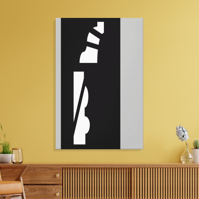 Digital Abstract Black, White & Grey Canvas Print (Insitu(LivingRoom))
