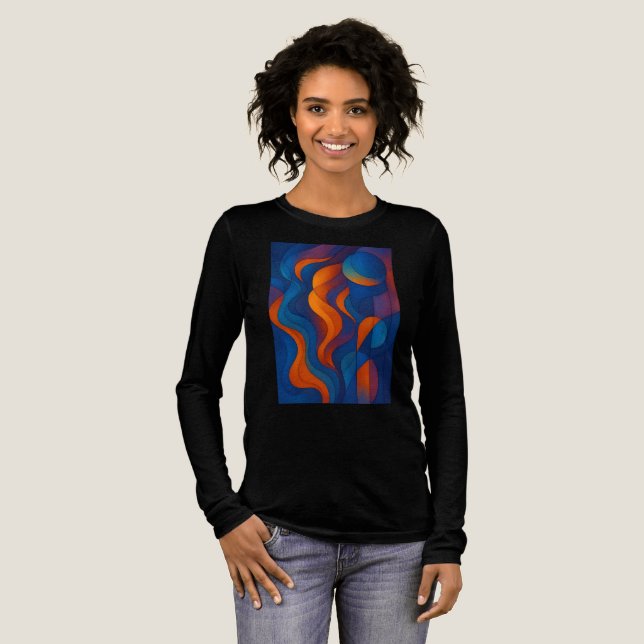"Digital Abstract Flow – AI Generated Fluid Art De Tri-Blend Shirt (Full Front)