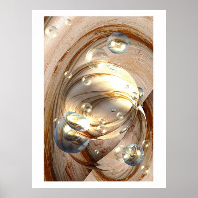 Digital Abstract Spheres Art Print Poster (Front)