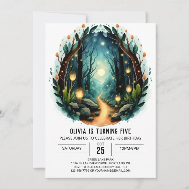 Digital Adventure Nature Woodland Birthday Invitation (Front)