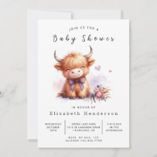  Digital Animal Happy Cow Baby Shower  Invitation