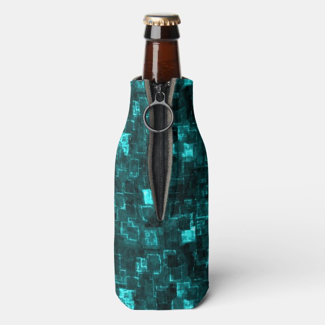 Digital Aqua Glimmer Tiles Bottle Cooler (Bottle Back)