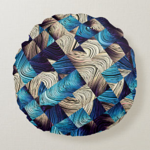 Digital art abstract pattern. Abstract blue image  Round Cushion