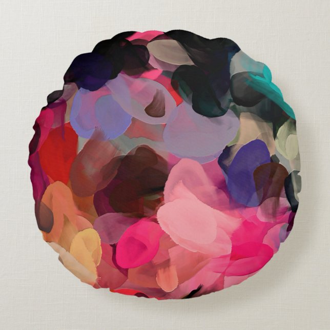 Digital art abstract pattern. Hand drawing modern  Round Cushion (Front)