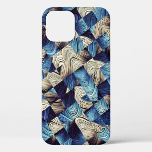 Digital Art Blue Abstract Squares iPhone 12 Case