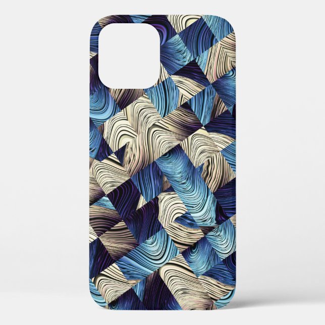 Digital Art Blue Abstract Squares Case-Mate iPhone Case (Back)