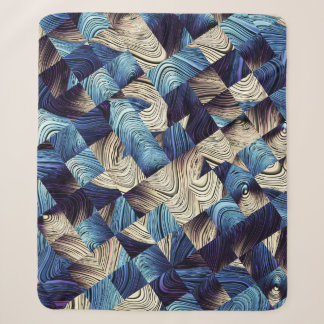 Digital Art Blue Abstract Squares Sherpa Blanket