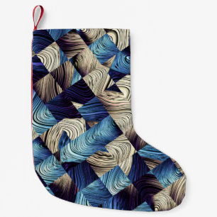 Digital Art Blue Abstract Squares Small Christmas Stocking