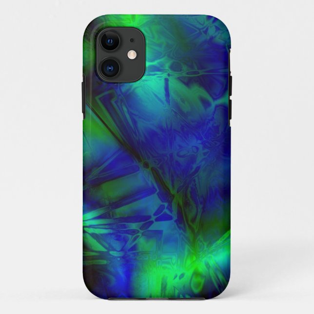 Digital Art Blue and Green Abstract Pattern Case-Mate iPhone Case (Back)