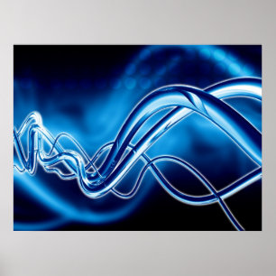 Digital Art - Blue Sine Waves Poster